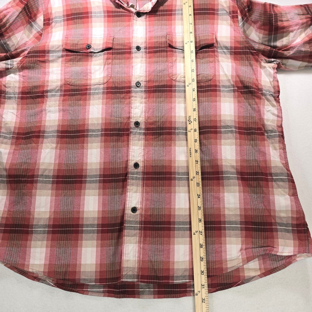 Lands End Mens XXL Red Pink Plaid Button Down Shirt Long Sleeve Traditional Fit - Picture 5 of 8